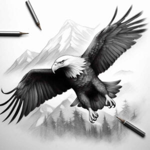 eagle-ornament – tattoo design ideas free ai generated – neotraditional-soft-blending – for-behind-ear – Gallery: eagles-inkby-ai