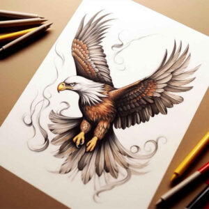 eagle-strength-symbol – tattoo design ideas free ai generated – neotraditional-bold-texture – for-back – Gallery: eagles-inkby-ai