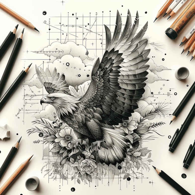 eagle-strength-symbol – tattoo design ideas free ai generated – neotraditional-soft-blending – for-hand – Gallery: eagles-inkby-ai