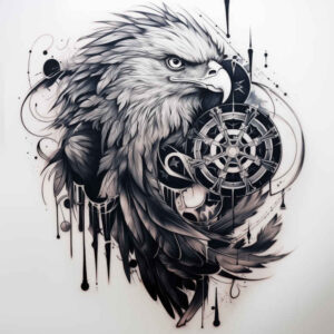 eagle-tattoo-design – tattoo design ideas free ai generated – neotraditional-classic-shading – for-back-of-neck – Gallery: eagles-inkby-ai