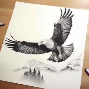 eagle-tattoo-design – tattoo design ideas free ai generated – realism-life-like – for-temple – Gallery: eagles-inkby-ai
