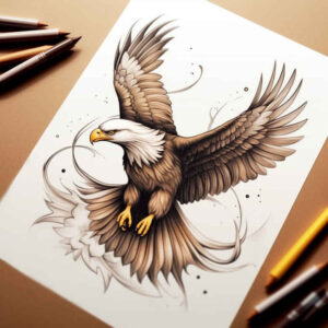 eagle-with-claws – tattoo design ideas free ai generated – realism-natural-luminosity – for-temple – Gallery: eagles-inkby-ai