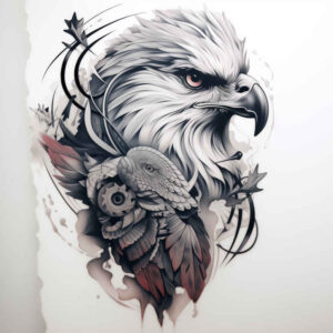 eagle-with-crown – tattoo design ideas free ai generated – neotraditional-expressive-lines – for-foot – Gallery: eagles-inkby-ai