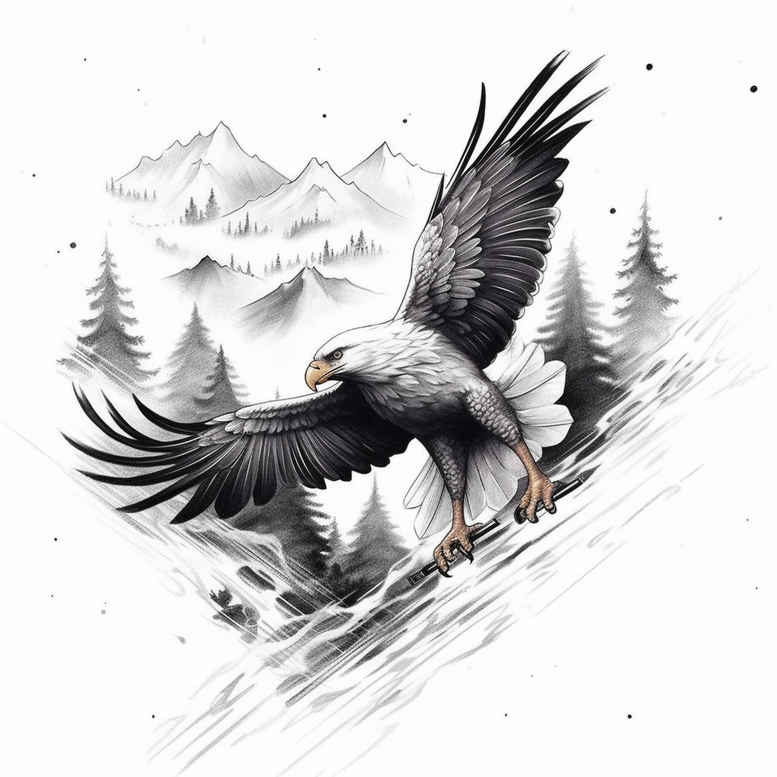 eagle-with-crown – tattoo design ideas free ai generated – realism-perfect-proportions – for-nape – Gallery: eagles-inkby-ai