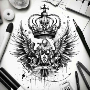 eagle-with-feathers – tattoo design ideas free ai generated – realism-visual-accuracy – for-upper-thigh – Gallery: eagles-inkby-ai