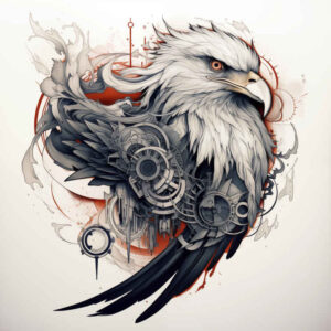 eagle-with-fire – tattoo design ideas free ai generated – neotraditional-color-overlays – for-shin – Gallery: eagles-inkby-ai