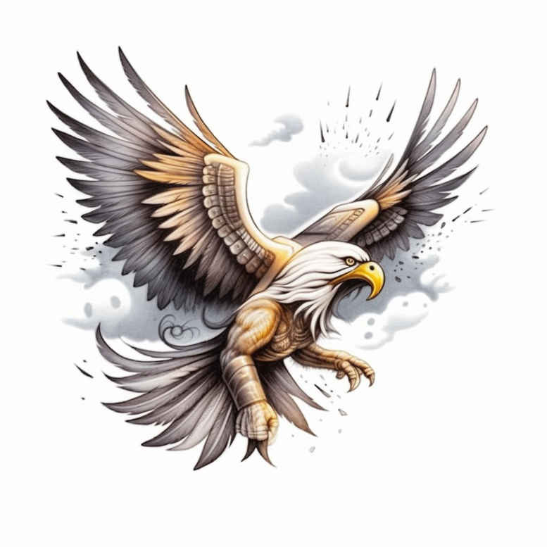 eagle-with-leaves – tattoo design ideas free ai generated – neotraditional-artful-color – for-inner-arm – Gallery: eagles-inkby-ai
