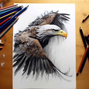 eagle-with-leaves – tattoo design ideas free ai generated – neotraditional-vivid-hues – for-wrist-side – Gallery: eagles-inkby-ai