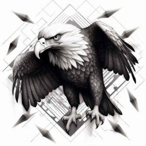 eagle-with-lines – tattoo design ideas free ai generated – surrealism-phantom – for-chest – Gallery: eagles-inkby-ai