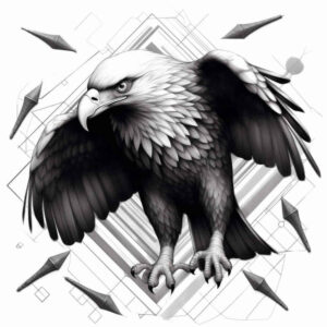 eagle-with-lines – tattoo design ideas free ai generated – surrealism-subconscious-themes – for-upper-arm – Gallery: eagles-inkby-ai