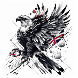 eagle-with-open-beak – tattoo design ideas free ai generated – surrealism-abstract – for-lower-back – Gallery: eagles-inkby-ai
