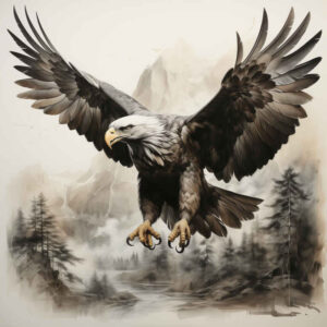 eagle-with-plume – tattoo design ideas free ai generated – realism-clean-whites – for-shoulder-blade – Gallery: eagles-inkby-ai