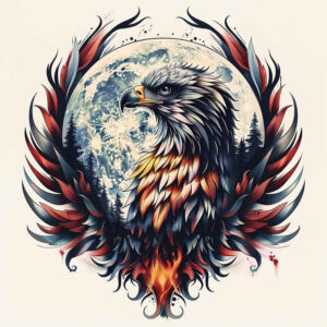 eagle-with-shadow – tattoo design ideas free ai generated – realism-realistic-perspective – for-calf – Gallery: eagles-inkby-ai