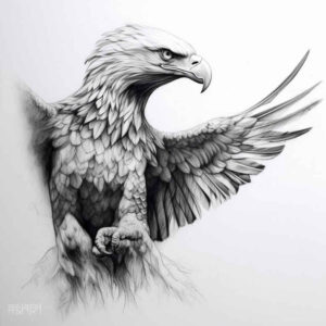 eagle-with-shadow – tattoo design ideas free ai generated – realism-true-rendering – for-spine – Gallery: eagles-inkby-ai