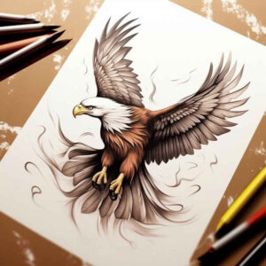 eagle-with-stars – tattoo design ideas free ai generated – neotraditional-decorative-detail – for-lower-arm – Gallery: eagles-inkby-ai