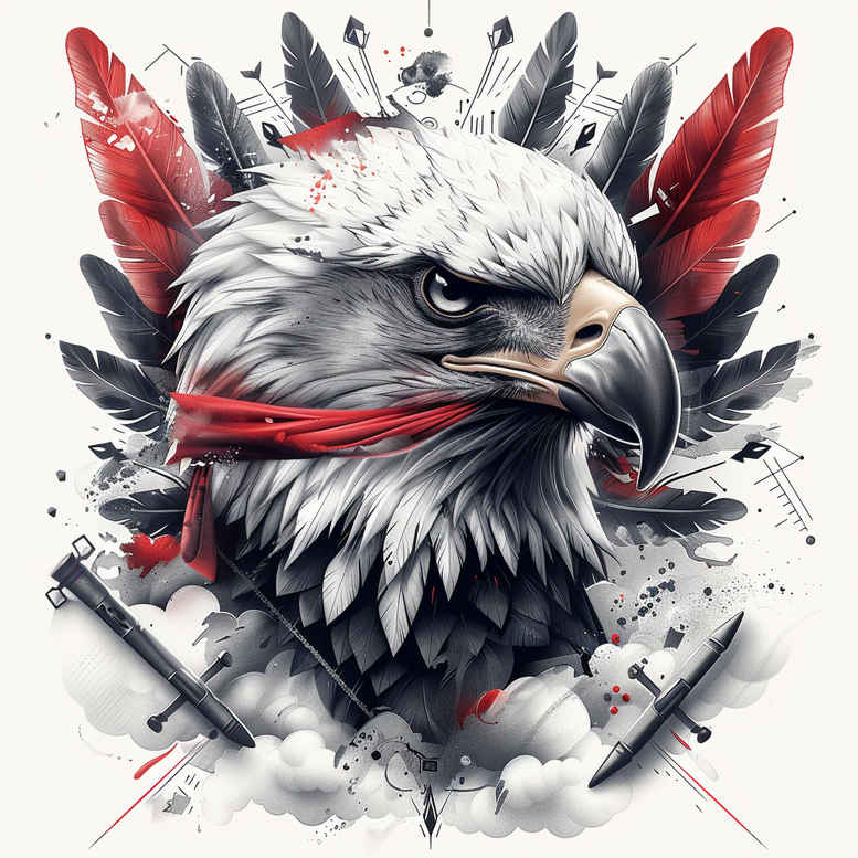 eagle-with-stars – tattoo design ideas free ai generated – realism-skin-illusion – for-thigh – Gallery: eagles-inkby-ai