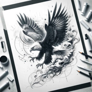 eagle-with-tail – tattoo design ideas free ai generated – neotraditional-classic-motifs – for-wrist – Gallery: eagles-inkby-ai
