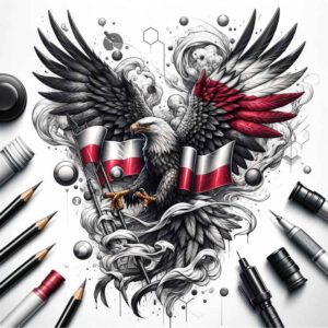 eagle-with-tail – tattoo design ideas free ai generated – surrealism-subconscious-themes – for-back – Gallery: eagles-inkby-ai