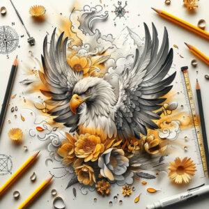 eagles – tattoo design ideas free ai generated – surrealism-enigmatic-aura – for-back-shoulder – Gallery: eagles-inkby-ai
