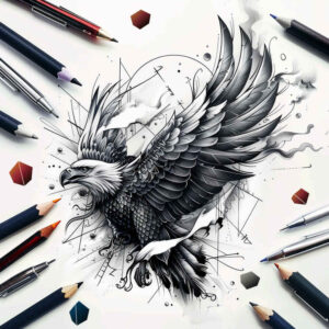heraldic-eagle – tattoo design ideas free ai generated – realism-highlighted-contrast – for-toe – Gallery: eagles-inkby-ai