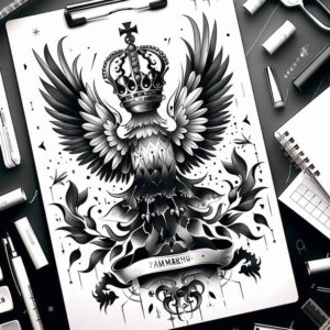 heraldic-eagle – tattoo design ideas free ai generated – realism-realistic-perspective – for-upper-arm – Gallery: eagles-inkby-ai