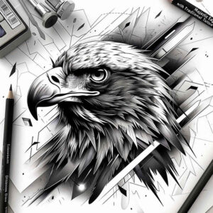 patriotic-eagle – tattoo design ideas free ai generated – realism-clean-whites – for-stomach – Gallery: eagles-inkby-ai