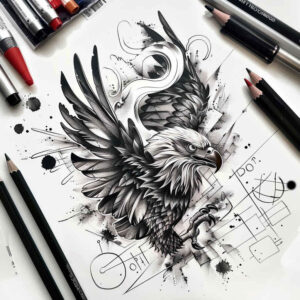 patriotic-eagle-tattoo – tattoo design ideas free ai generated – neotraditional-modern-classic – for-shoulder-blade – Gallery: eagles-inkby-ai