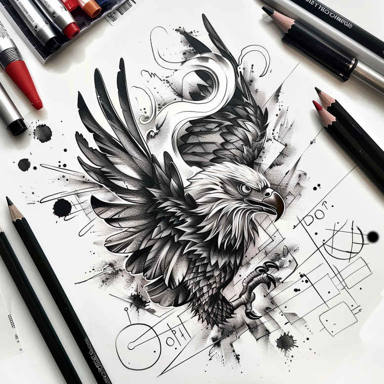 patriotic-eagle-tattoo – tattoo design ideas free ai generated – neotraditional-modern-classic – for-shoulder-blade – Gallery: eagles-inkby-ai