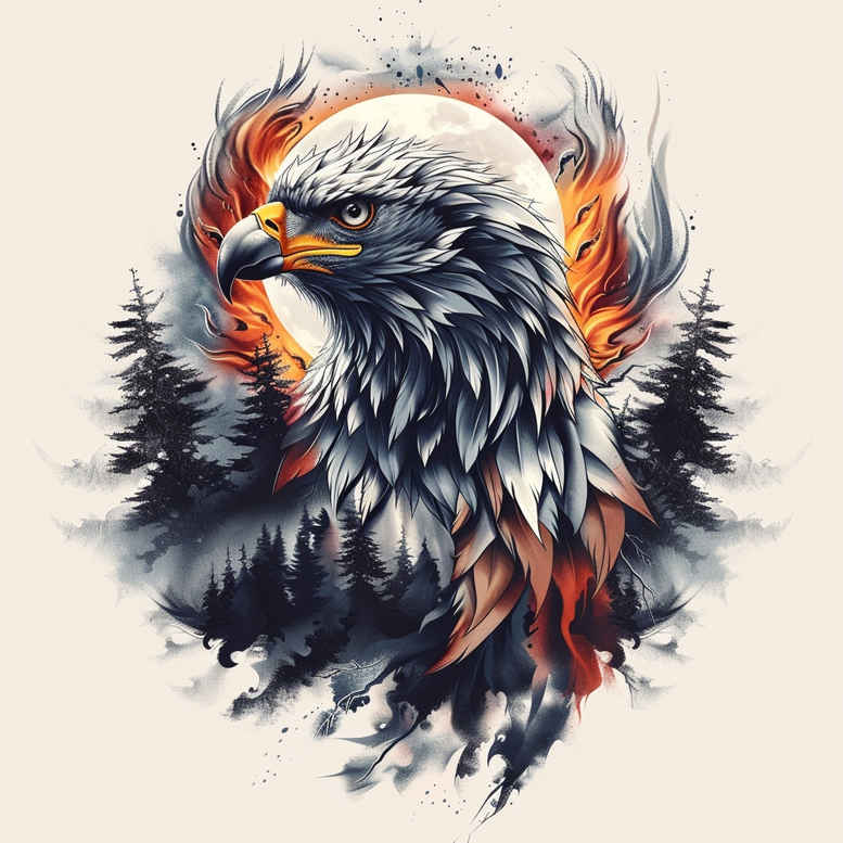 powerful-eagle – tattoo design ideas free ai generated – neotraditional-color-blending – for-palm – Gallery: eagles-inkby-ai