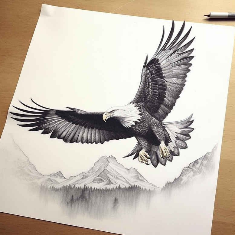 powerful-eagle – tattoo design ideas free ai generated – neotraditional-textured-fills – for-upper-back – Gallery: eagles-inkby-ai