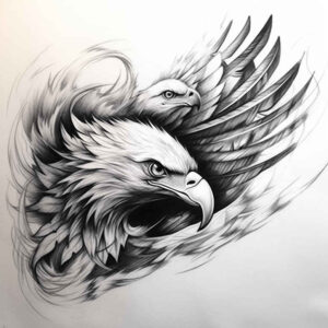 powerful-eagle – tattoo design ideas free ai generated – realism-glass-effect – for-lower-chest – Gallery: eagles-inkby-ai