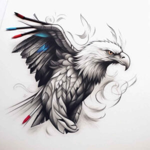 powerful-eagle – tattoo design ideas free ai generated – realism-realistic-lighting – for-lower-leg – Gallery: eagles-inkby-ai