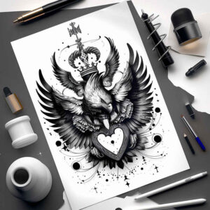 royal-eagle – tattoo design ideas free ai generated – neotraditional-deep-blacks – for-palm – Gallery: eagles-inkby-ai