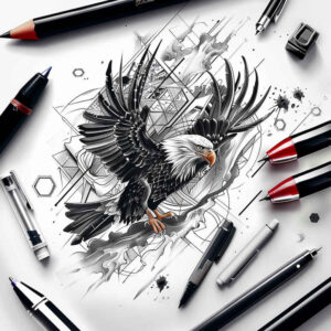 royal-eagle – tattoo design ideas free ai generated – realism-high-contrast – for-wrist – Gallery: eagles-inkby-ai