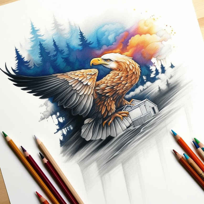 spiritual-eagle – tattoo design ideas free ai generated – realism-real-shadows – for-heel – Gallery: eagles-inkby-ai