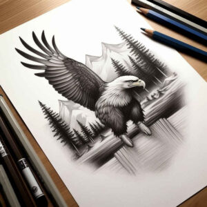 eagles tattoo design ideas Realism natural contrast commanding presence for lower thigh