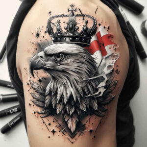 eagles tattoo design ideas Realism deep shadows detailed feathers for side