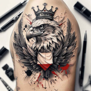 eagles tattoo design ideas Neotraditional balanced tones detailed plumage for fingers