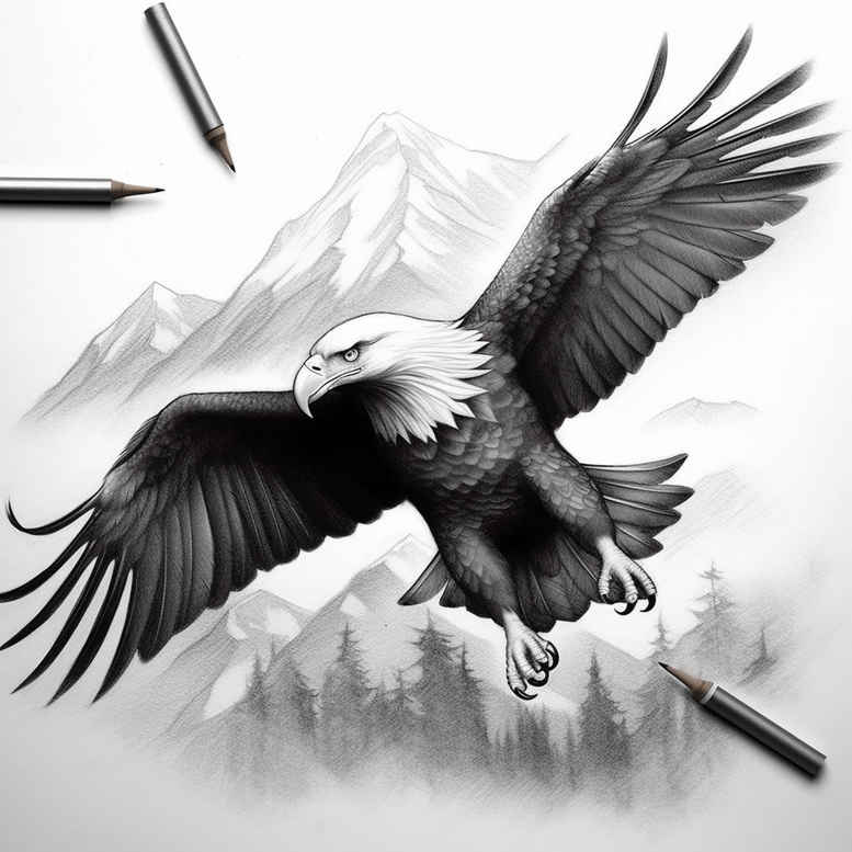 eagles tattoo design ideas Realism reflective light detailed shading endurance and power