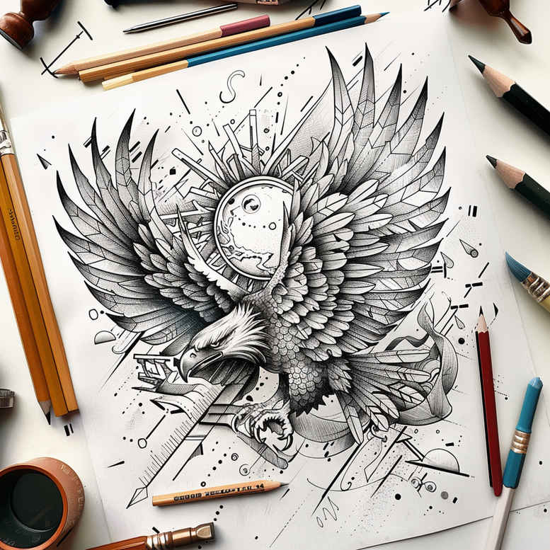 eagles tattoo design ideas Realism micro detail dynamic feathers embodying endurance