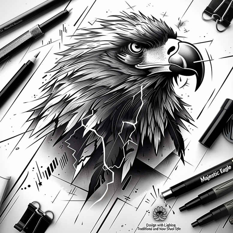 eagles tattoo design ideas Realism natural look dynamic pose for lower leg