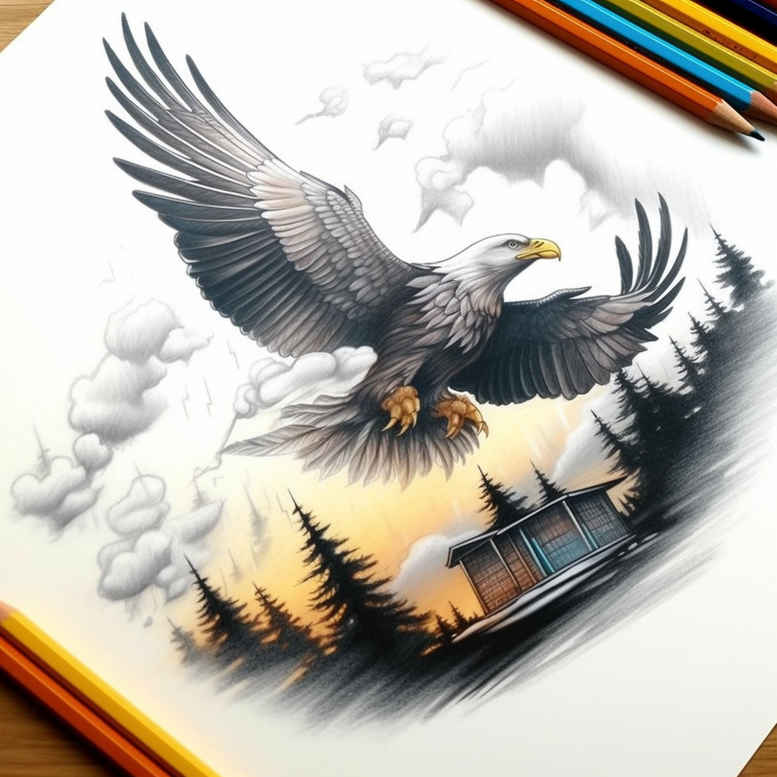 eagles tattoo design ideas Surrealism mysterious dynamic pose shows determination