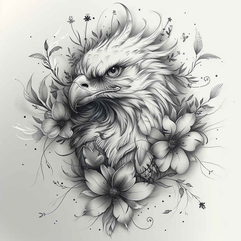eagles tattoo design ideas Realism real shadows elegant curves for nape