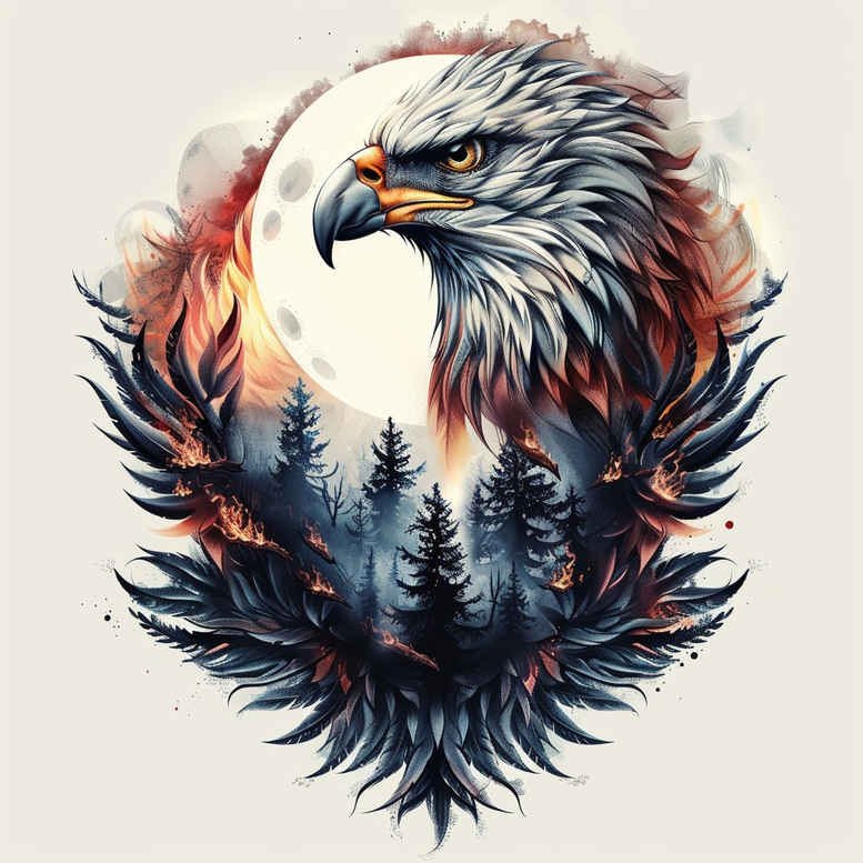 eagles tattoo design ideas Surrealism fantasy-inspired fierce expression stands for endurance
