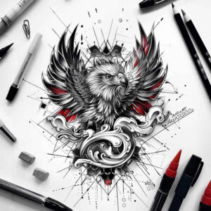 eagles tattoo design ideas Surrealism shadow play fierce symbol of resilience