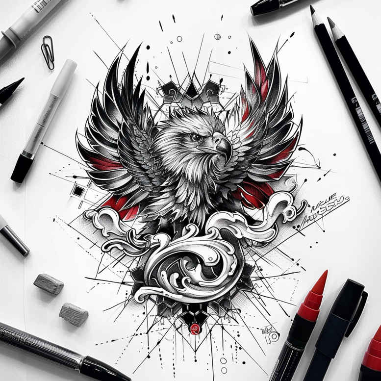 eagles tattoo design ideas Surrealism shadow play fierce symbol of resilience