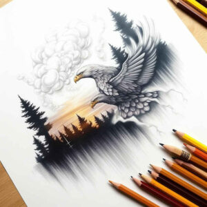 eagles tattoo design ideas Realism depth of field natural colors for heel