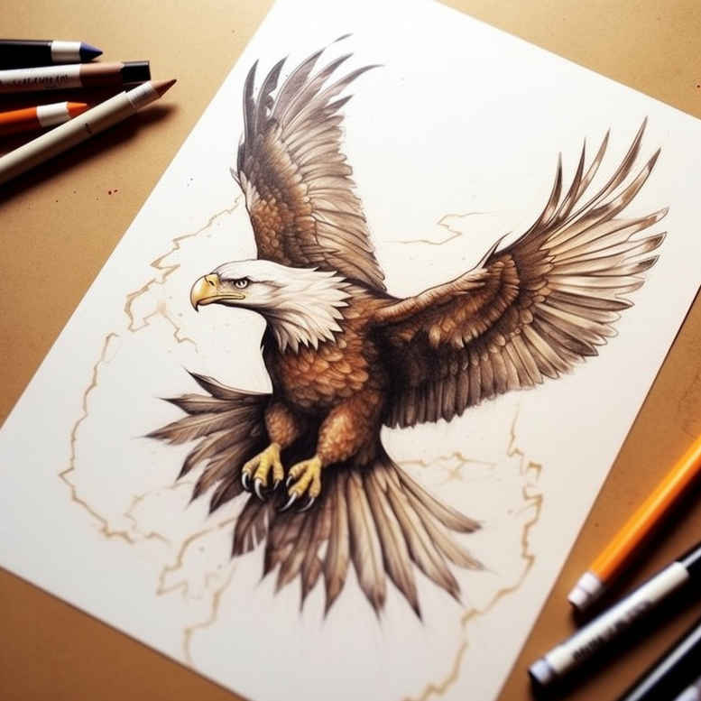 eagles tattoo design ideas Surrealism symbolism natural colors for shoulder