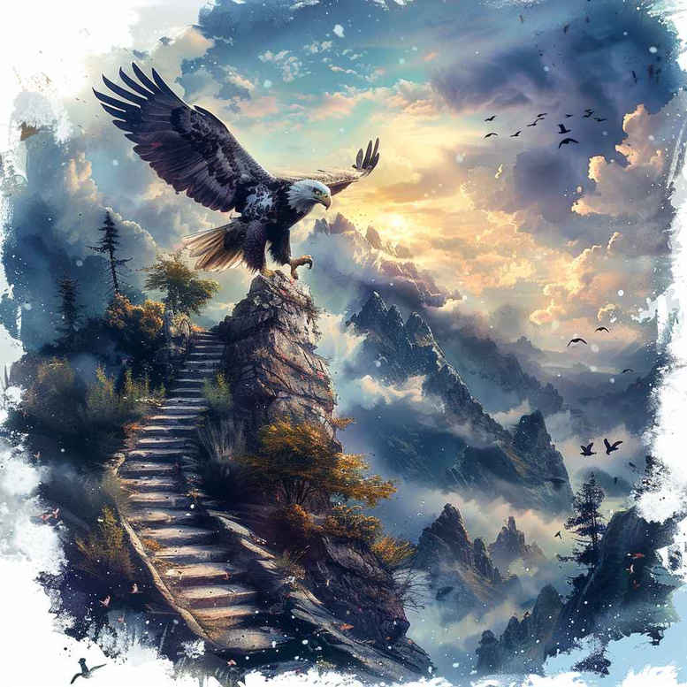 eagles tattoo design ideas Surrealism imaginative naturalistic for back of neck