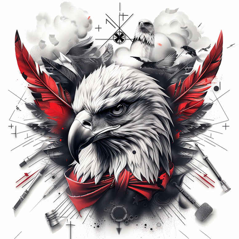 eagles tattoo design ideas fine-line noble for upper chest